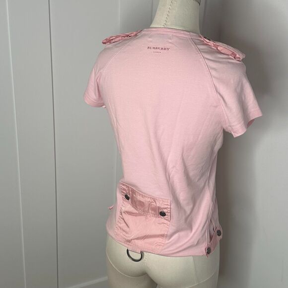 Early 2000s Y2K Burberry London pink raglan tee with metal details - Picture 3 of 10